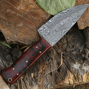Cuchillo de Caza de Acero de Damasco Hecho a Mano con Mango Ergonómico para Actividades de Camping, Pesca y Bushcraft - Product Image 2