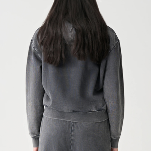 Sweat à capuche zippé personnalisé en coton épais 100 % avec fermeture éclair bidirectionnelle, design délavé au soleil, pour femmes et hommes, logo frontal, col à capuche - Product Image 6