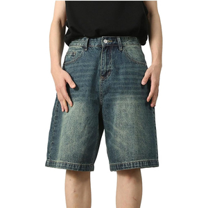 Wholesale Acid Wash Denim Jorts Men Women Streetwear Baggy Fit Vintage Cotton Jean <b>Shorts</b> - Product Image 2