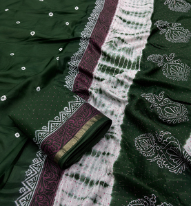 Saris en coton indien en gros, fournisseur de saris à imprimé Shibori vert, vêtements ethniques décontractés pour femmes, pack de saris de Jaipur - Product Image 3