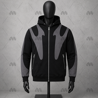 Sweat à capuche zippé color block pour homme, 100% coton molletonné, brodé, respirant, style streetwear pour l'automne et l'hiver