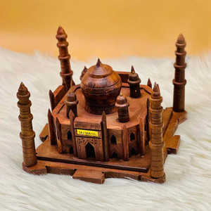 Modelo de madera tallada a mano del Taj Mahal, artesanía india decorativa, recuerdo, regalo para el hogar u oficina - Product Image 1
