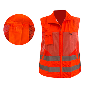 Gilet de sécurité haute visibilité réfléchissant en polyester/coton pour hommes, style veste d'extérieur multi-poches pour l'été - Product Image 4