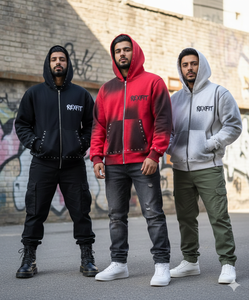 Sweat-shirts de qualité supérieure, fabriqués par les meilleurs fabricants, logo personnalisé imprimé à l'écran, vente en gros, épaules tombantes, style vintage, lavage à l'acide, fermeture éclair. - Product Image 1
