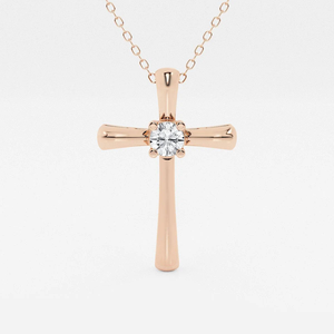Pendentif croix classique avec diamant rond de laboratoire de 1,4 carat, collier croix de la foi avec chaîne réglable, élégant et orné de diamants - Product Image 3