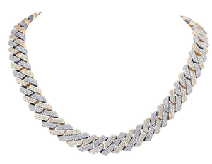 Luxury Two Tone Moissanite Cuban Link <b>Chain</b> Necklace <b>Iced</b> <b>Out</b> Hip Hop Jewelry Bold Statement Shine Design Gift - Product Image 1