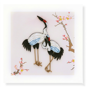 การ์ดควิลลิ่งลายคู่นกกระสา การ์ดควิลลิ่งทำมือ พร้อมซอง สำหรับคู่รักและคำอวยพรงานแต่งงาน - Product Image 1