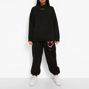 Conjunto de chándal para correr de 2 piezas para mujer sólido de invierno personalizado de alta calidad con material de LICRA/algodón - Product Image 1