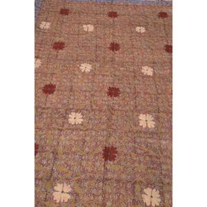 Lavinas Boho Kantha Suzani Embroidered <b>Quilt</b> Handmade Vintage Cotton Floral Eco-Friendly Washable All-Season Bedspread Indian - Product Image 4