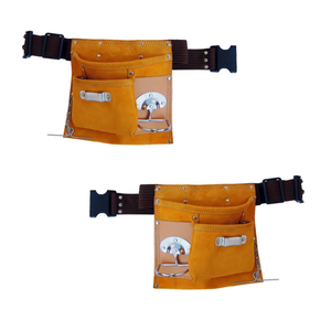 Dual <b>Hammer</b> <b>Holders</b> 5 Pocket Swivel & Chain Type Leather Tool Belt with Tape Measure Clip OEM Customizable - Product Image 4