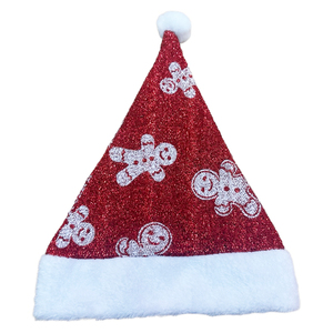 Bonnet de Noël tendance rouge scintillant avec pompon blanc et appliques – Vente en gros - Product Image 4