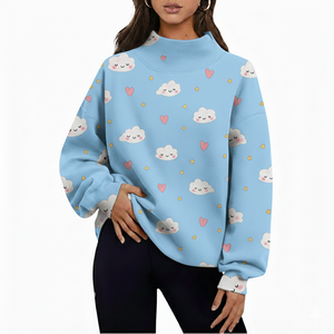 2026 Wholesale Ready Women Mockneck <b>Top</b> Long Sleeve Pullover Sweatshirt High Quality OEM ODM Trendy Autumn Winter Front Custom - Product Image 3
