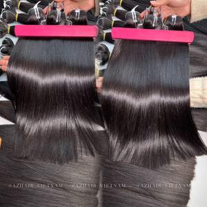 Extensions de trame de cheveux humains vietnamiens de couleur naturelle droite d'os pleine longueur matière première de qualité 12A prête à expédier - Product Image 1