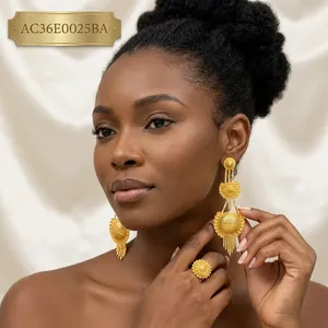 New Designer Gold Plated Stud Earrings Brass Cute Trendy Styles for Women's Fashion - Product Image 3