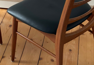 Premium Solid Timber Dining <b>Chair</b> Contemporary <b>High</b> Ladder Backrest <b>Black</b> Fabric Cushioned Accent Seating Restaurant - Product Image 5