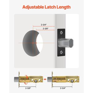 Serratura catenaccio monocilindrico nero opaco con 3 chiavi con 1 disegno quadrato laterale per bulloni per porte e finestre - Product Image 3