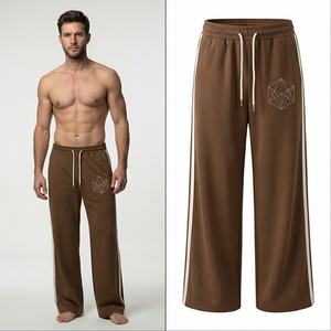 Luxe Qualité Vintage Pantalon Jogger Coton Baggy Pierre Lavé Flare Pantalon De Survêtement Délavé Lavage À L'acide Large Jambe Rayure Pantalon De Survêtement Hommes - Product Image 1