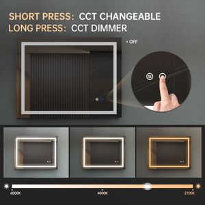 Specchio da Bagno a LED da 28x36 Pollici ad Alta Luminosità, Montato a Parete, Antiappannamento, con Funzione Dimmer Controllabile Separatamente - Product Image 1