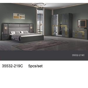Modern Bedroom Set 35532-205D Full Size Wood Furniture With Lighted <b>Headboard</b> And <b>Mirror</b> Wardrobe - Product Image 4