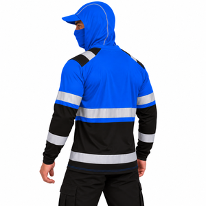 Sudadera con Capucha Reflectante de Manga Larga para Hombre, para Pesca al Aire Libre, Azul y Negro, Protección Solar UPF 50, con Cubre Rostro - Product Image 3