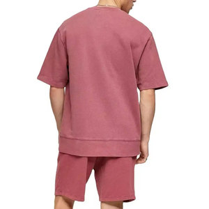 Ensemble T-shirt et short bleu oversize pour homme avec imprimé éclaboussures blanches – Style urbain décontracté pour l'entraînement et le fitness en extérieur - Product Image 2