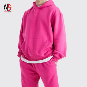 Ensemble de survêtement polaire rose à capuche et col montant pour homme, coupe droite, longueur intégrale, avec poches latérales – Survêtement homme chez Nurak 2026 - Product Image 3
