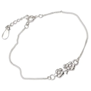 925 Sterling Silver Floral Motif Chain Link <b>Bracelet</b> <b>Boho</b> Minimalist Fashion Jewelry for Women Wedding Gift - Product Image 4