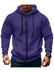Men's Hooded Zip-Up Sweatshirt Solid Green Casual Regular Fit Knitted Polyester Breathable Autumn Wear 2027 - Product Image 3