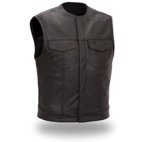 HMB-5080C Gilet en cuir noir pour motard homme, coupe-vent, respirant, style vintage, été, vente en gros