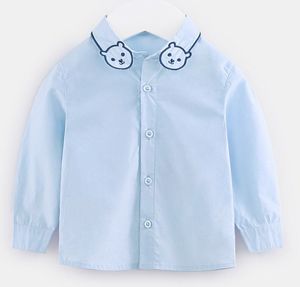 Boys Long Sleeve <b>Striped</b> Shirt Cotton Mandarin Collar Embroidered <b>Car</b> Pocket Casual Kids Top - Product Image 2