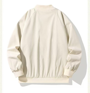 เสื้อแจ็คเก็ตบอมเบอร์ผู้ชายแบบมีฮู้ด สีพื้น ปิดซิป คอตั้ง กันลม สวมใส่สบายๆ สำหรับฤดูใบไม้ร่วง ผลิตจากโพลีเอสเตอร์ - Product Image 2
