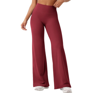 Wholesale OEM Women High Waist Athletic <b>Flare</b> Pants Soft Comfortable Yoga <b>Leggings</b> Private Label Fitness Apparel - Product Image 1