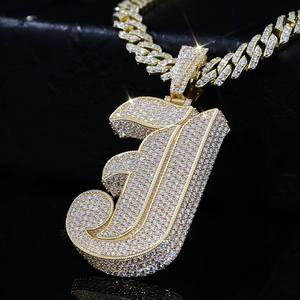 Pendentif Lettre Personnalisé en Argent 925 Plaqué Rhodium, Collier Hip Hop Unisexe, Bijoux de Fête Luxira Jewels Micro - Product Image 1