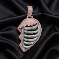 Pendentif Iced Out pour le corps avec diamant rond de laboratoire, en argent sterling 925 bicolore or rose, bijoux hip-hop