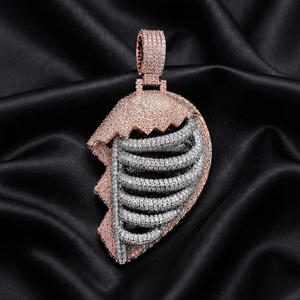 Pendentif Iced Out pour le corps avec diamant rond de laboratoire, en argent sterling 925 bicolore or rose, bijoux hip-hop - Product Image 4