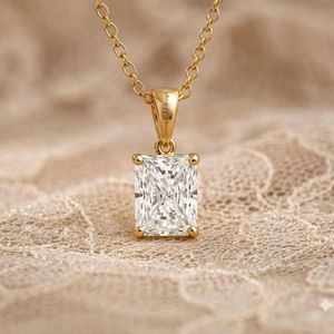COLIERTO DE DIAMANTE CVD CULTIVADO EN LABORATORIO CON CORTES RADIANT EN ROJO ROSA Y BLANCO, BAÑADO EN ORO DE 18K, CERTIFICADO IGI, REGALO DE LUJO PARA FESTIVIDADES - Product Image 5