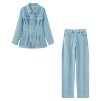 Ensemble deux pièces décontracté pour femme, tendance, personnalisé, en toile et denim, coupe skinny, couleur unie, respirant et séchage rapide pour l'été