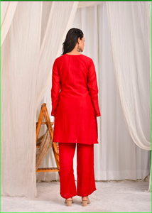 ชุดเซ็ต Saaj Sheesh Mahal Muh Chanderi สีแดง - Product Image 2