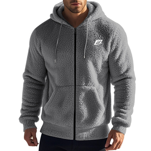 Sweat à capuche zippé intégral en polaire Sherpa moelleuse pour homme, coupe classique, chaud pour l'hiver, avec poche avant, vente en gros, écologique, fabriqué aux États-Unis - Product Image 5