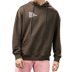 Sweat à capuche décontracté pour homme, imprimé, en coton, avec cordon de serrage, en molleton de coton biologique durable et écologique - Product Image 1