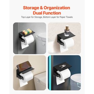 Portarotolo da Parete per Carta Igienica Mega Roll con Mensola, Nuovo Design per Comodo Stoccaggio - Product Image 3