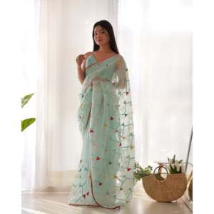 Sari de diseñador con bordado de hilo y secuencia Colección de vestidos elegantes - Product Image 5