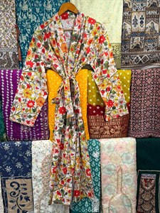 Floral Cotton Kimono <b>Robe</b> Oversized Kaftan Lounge Wear Vacation CoverUp New Print Kimono <b>Robe</b> - Product Image 6