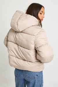 Veste d'hiver matelassée pour femme en toile tricotée personnalisée, respirante, pour l'extérieur, avec capuche - Product Image 5