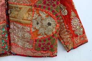 Chaqueta bordada de retales Sari de algodón para mujer, chaqueta tribal larga con bordado tejido, característica transpirable - Product Image 4