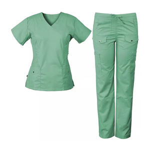 Nouvel ensemble de blouses médicales unisexe 2026 avec ceinture élastique grande taille, uniformes personnalisés, blouses médicales en jean pour infirmières - Product Image 1