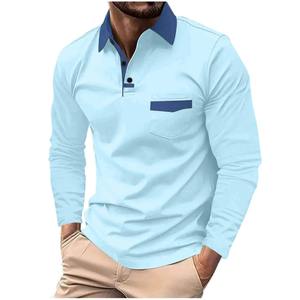 Camisa Casual de Manga Larga para Hombre, Transpirable, de Secado Rápido, Antiarrugas, de Color Sólido, Talla Grande, con Bolsillos, Logotipo Personalizado - Product Image 4