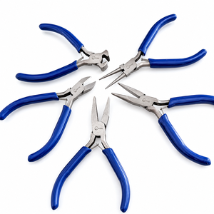 Premium 4.5 Inch Jewelry Making <b>Pliers</b> <b>Set</b> 5 Pieces Stainless Steel Tools with Plastic Coated Handles Double Leaf Spring - Product Image 3