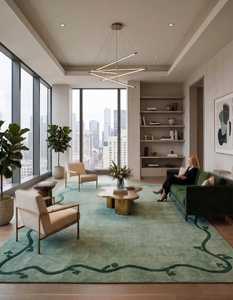 Tapis d'intérieur scandinaves de luxe en laine et soie, tuftés à la main, à motifs floraux, antidérapants |   Tapis moderne fait main par un designer pour salon et chambre à coucher - Product Image 2