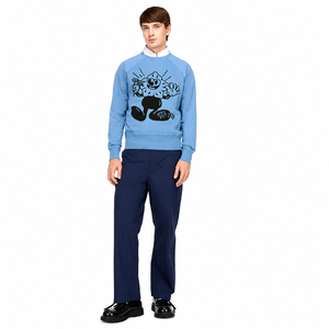 Sweat-shirt à capuche bleu clair uni pour homme, coupe classique, en coton tricoté, décontracté, pour l'hiver, avec poche, respirant, écologique - Product Image 4